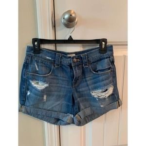 J.Crew women’s denim mid rise distressed jean shorts size 25 like new Madewell‎